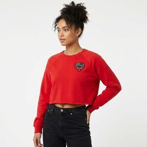 Chicago Bulls NBA Crop Sweatshirt Womens Large Red Crewneck Pullover Long Sleeve